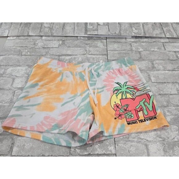 NWOT MTV Women's XL‎ Tie Dye DrawString Shorts PJ Sweat Shorts - Picture 1 of 7